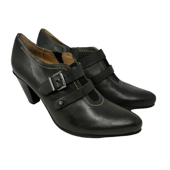 Fidji Womens Classic Pump Shoes Boots Gray Almond Toe Leather Slip On Size 41/ 9 - Picture 1 of 10